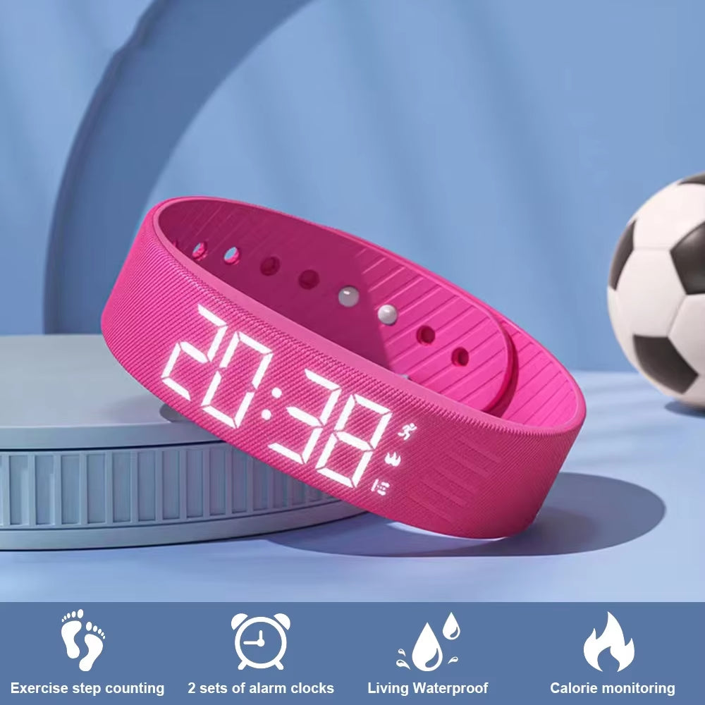 Smart Bracelet LED Digital Waterproof Smart Clock Smartband with Running Pedometer Monitor Smart Band Vibration Alarm Reminder